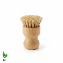 Bamboo Dish Scrub – Natural Sisal Fiber Bristles Round Bamboo Handle Eco-Friendly Kitchen Scrubber