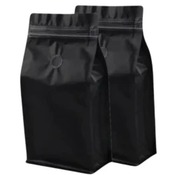 Black Stand-Up Pouch with Valve 13x18cm