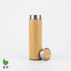 550ML Double Wall Bamboo Insulated Water Bottle with Tea Infuser and Strainer – Eco Packaging