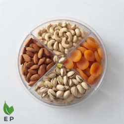 Acrylic Round Tray – Clear Transparent Divided Dry Fruit Serving Tray by Eco Product