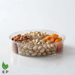 Acrylic Round Tray – Clear Transparent Divided Dry Fruit Serving Tray by Eco Product
