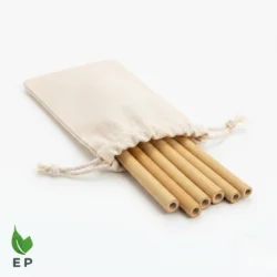 Bamboo Straws – Reusable Natural Drinking Straws with Cotton Drawstring Pouch Eco-Friendly