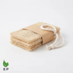 Biodegradable Kitchen Loofah Pads – Set of 3 Natural Loofah Scrub Pads with Cotton Rope Kraft Paper Packaging Eco-Friendly
