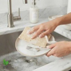 Biodegradable Kitchen Loofah Pads – Set of 3 Natural Loofah Scrub Pads with Cotton Rope Kraft Paper Packaging Eco-Friendly