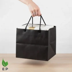 Black Paper Cake Bag – Premium Matte Black Kraft Paper Bag with Rope Handle – Eco Product Pakistan
