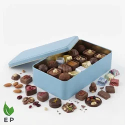 Blue Square Tin Box – Premium Metal Gift Box for Chocolates & Sweets