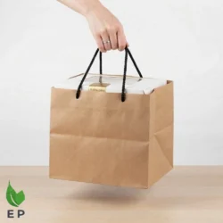 Brown Paper Cake Bag – Premium Kraft Paper Bag with Black Rope Handle by Eco Product