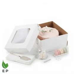 Cake Box – Premium White Cake Box with Transparent Window Lid by Eco Product