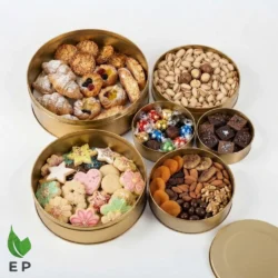Golden Round Tin Box with Removable Lid – Eco Packaging