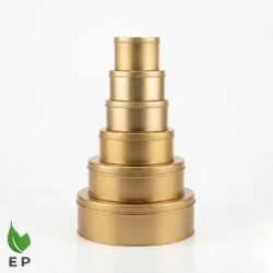Golden Round Tin Box with Removable Lid – Eco Packaging