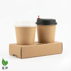 Kraft 2 Cup Coffee Cup Carrier – Eco-Friendly Cardboard Cup Holder by Eco Product