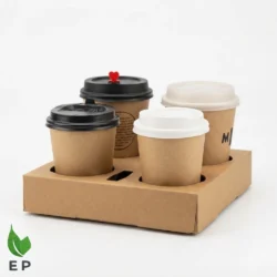 Kraft 4 Cup Drink Carrier – Eco-Friendly Cardboard Coffee Cup Holder by Eco Product