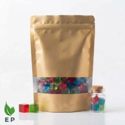 Matt Golden Standing Pouch With Window – Eco Product