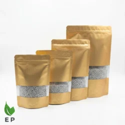 Matt Golden Standing Pouch With Window – Eco Product