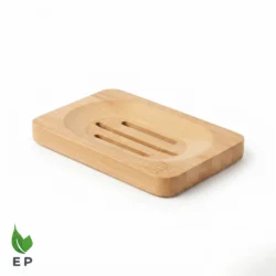 Natural Bamboo Soap Dish with Drainage Slots – Self-Draining Eco-Friendly Soap Holder by Eco Packaging