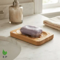 Natural Bamboo Soap Dish with Drainage Slots – Self-Draining Eco-Friendly Soap Holder by Eco Packaging