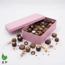 Pink Square Tin Box – Premium Metal Gift Box for Chocolates & Sweets