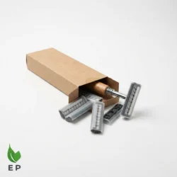 Plastic Free Bamboo Razor with 5 Refill Cartridges – Natural Wood Handle Chrome Head Eco-Friendly
