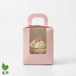 Single Cupcake Box – Premium Cupcake Box with Transparent Display Window and Carry Handle by Eco Product