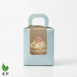 Single Cupcake Box – Premium Cupcake Box with Transparent Display Window and Carry Handle by Eco Product