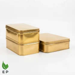 Square Golden Tin Box – Premium Metal Gift Packaging