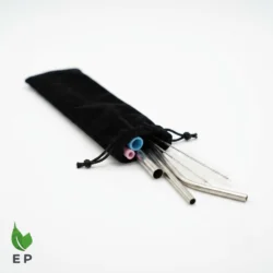 Stainless Steel Reusable Drinking Straws Set with Cleaning Brush and Silicone Tips – Eco Packaging