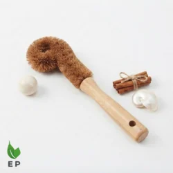 Sustainable Bottle Cleaning Brush – Natural Coconut Fiber Bristles Wood Handle Eco-Friendly