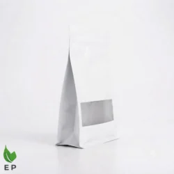 White Flat Bottom Side Gusseted Pouch with Window – Eco Product