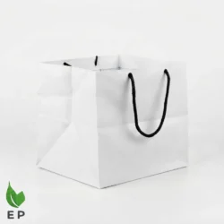 White Paper Cake Bag – Premium White Kraft Paper Bag with Black Rope Handle by Eco Product